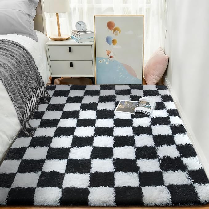 Ophanie Checkered Black & White Rug - Image 2