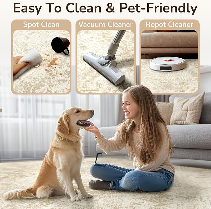 BESTSWEETIE Area Rug 6x9 Rug Machine Washable Non-Slip Low Pile Print Pattern - Image 3