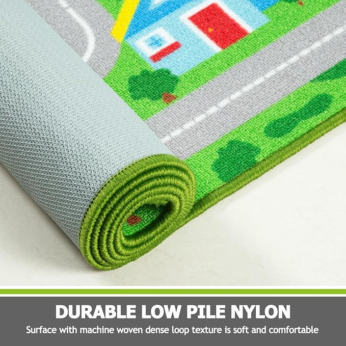 Capslpad Green Car Road Kid Rug Carpet Playmat - Image 3