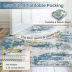 Area Rug 10x14 Living Room Rug Washable: No-Slip Abstract Soft Thin Large Blue - Image 7