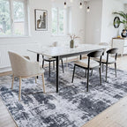 4x6 Area Rugs for Living Room Washable: Abstract Soft Thin Low Pile Black Rug - Image 8