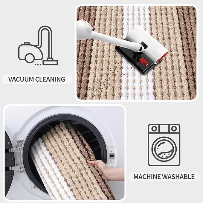 Kitinjoy Indoor Outdoor Door Mat, 48x30 Non-Slip Absorbent Dirt Trapper - Image 5