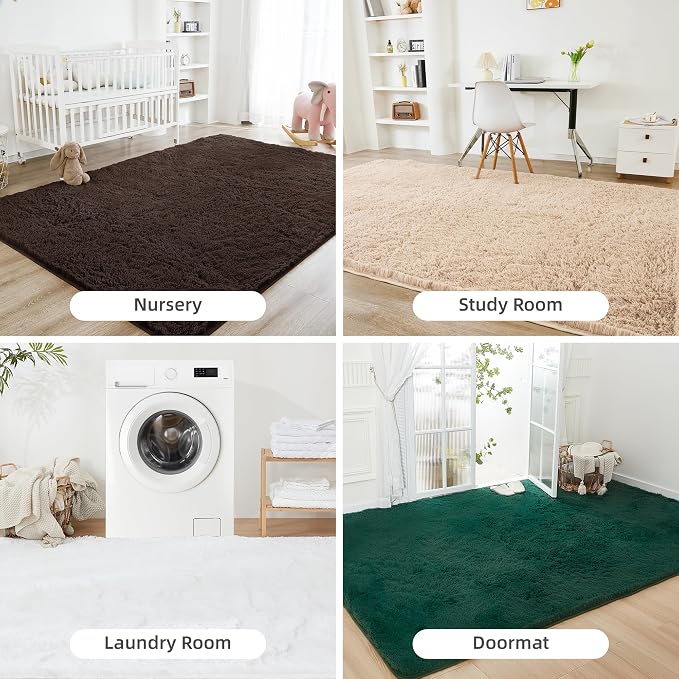 Litanika 4x6 Shag Area Rug for Living Room Bedroom, Non-Shedding Modern Indoor - Image 7