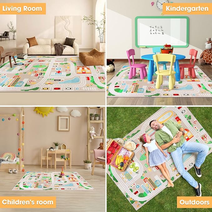 Kid Rug Carpet Playmat for Toy Cars and Train，Play Area Rug - Image 4