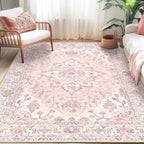 RELEANY Area Rugs 5'x7' Washable Non-Slip, Floral Vintage Distress Medallion - Image 3