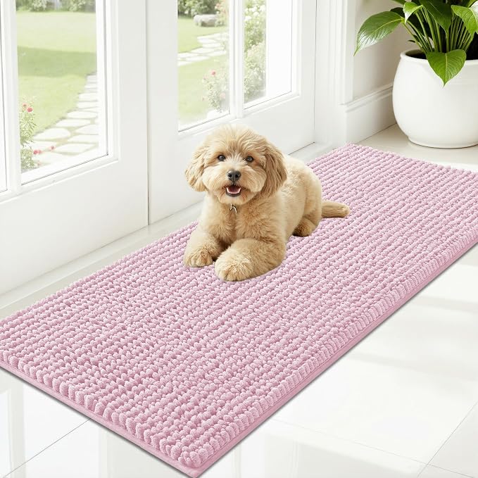 OLANLY Dog Door Mat for Muddy Paws 47x20, Ultra Absorbent Chenille Mud Doormat by OLANLY