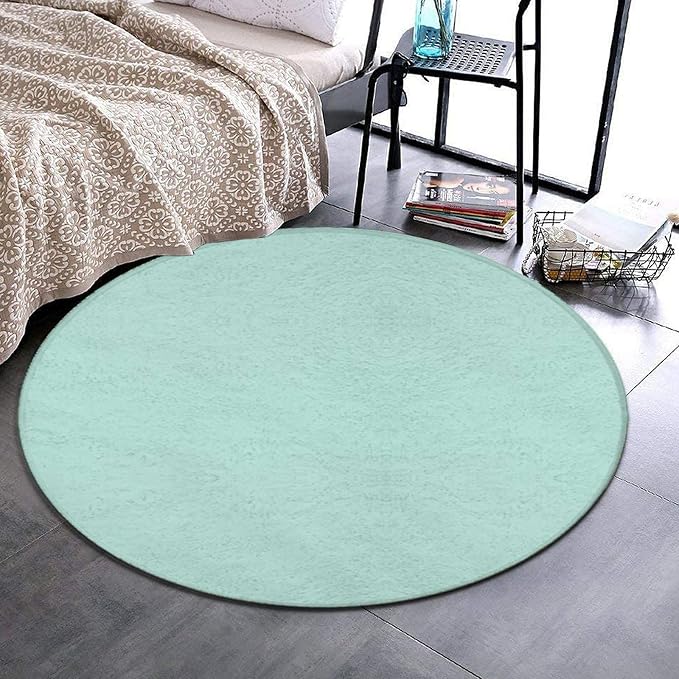 Machine Washable Modern Round Area Rug, Room Sofa Yoga Soft Round Carpet - Image 2