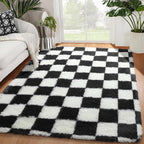 KICMOR Area Rugs for Bedroom Living Room, 4x6 Black and White Fluffy Soft by KICMOR