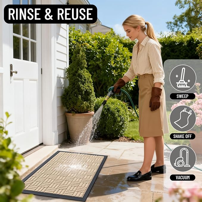 OLANLY Front Door Mat Outside Entrance 47x23, Heavy Duty Sturdy Natural Rubber - Image 8