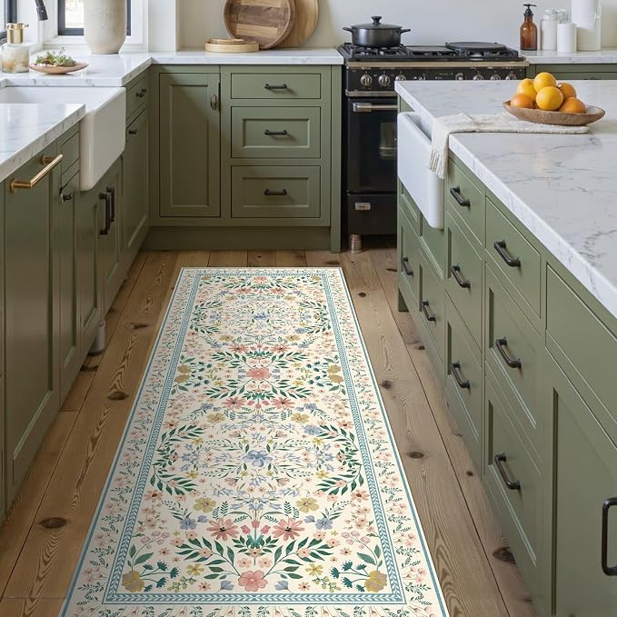 Rugxara Floral Rug for Living Room Bedroom(Green 2x5 - Image 2