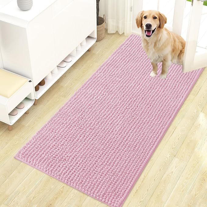 OLANLY Dog Door Mat for Muddy Paws 47x24, Ultra Absorbent Chenille Mud Doormat by OLANLY