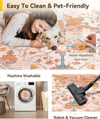 RELEANY Area Rugs Round 6ft Washable Non-Slip, Floral Vintage Distress - Image 5