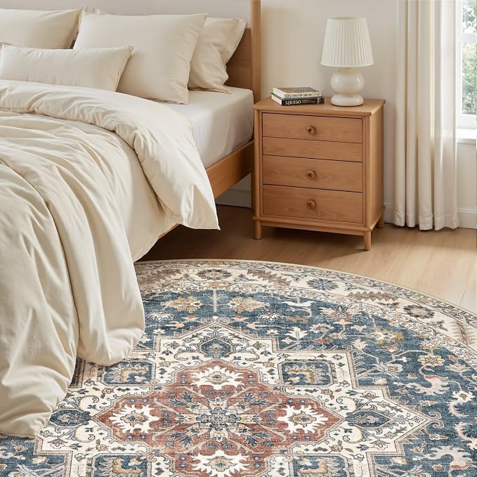 5ft Round Vintage Living Room Area Rug - Image 5