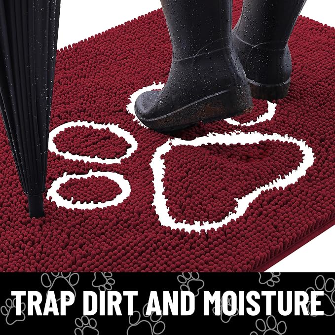 Smiry Dog Door Mat for Muddy Paws, Absorbent Dirt Trapper Non Slip Quick Dry - Image 2
