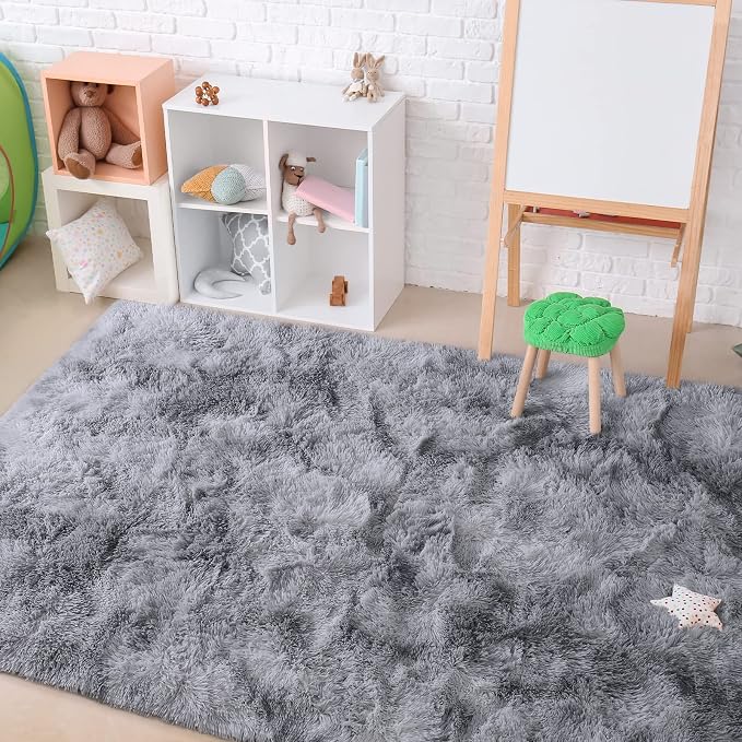 AROGAN Soft Rainbow Area Rugs for Girls Room 5x8 Feet, Fluffy Girls Bedroom Rugs - Image 6