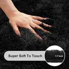 Black Rugs for Bedroom, 3x5 Fluffy Area Rugs for Living Room, Small Fuzzy Shag - Image 2