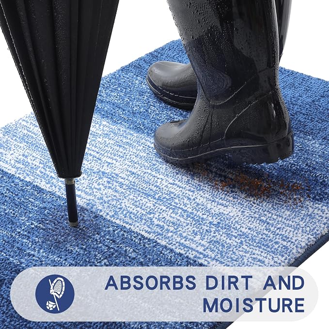 Kitinjoy Indoor Outdoor Door Mat, 34x21 Non-Slip Absorbent Dirt Trapper - Image 2