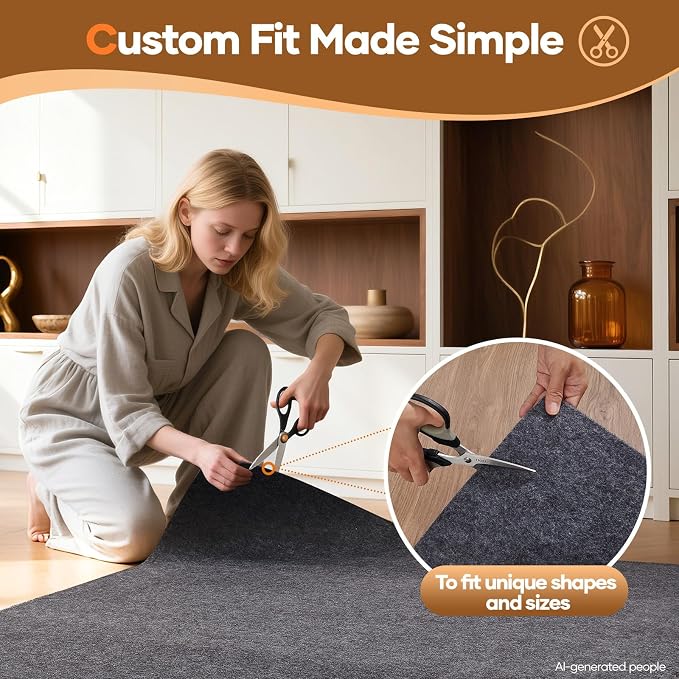 Veken Non Slip Cushioned Rug Pad Gripper 7x10 Ft, Felt and Silicone Backing - Image 7
