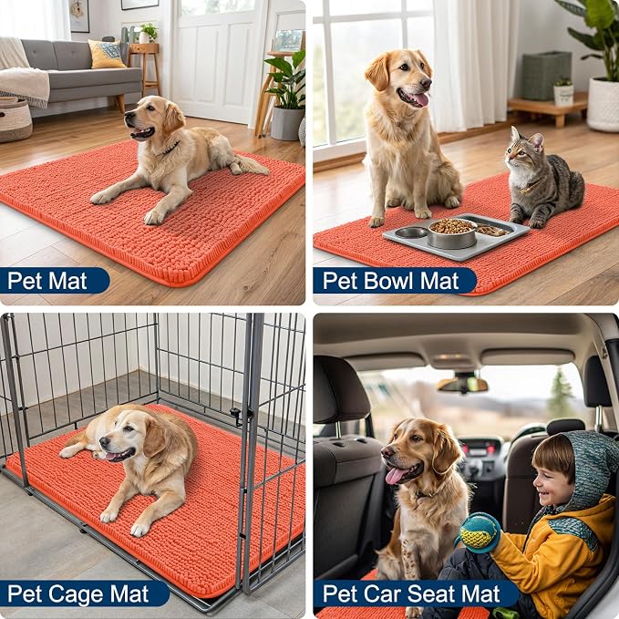 Smiry Dog Door Mat for Muddy Paws 30x20, Absorbent Dirt Trapper, Non-Slip - Image 6
