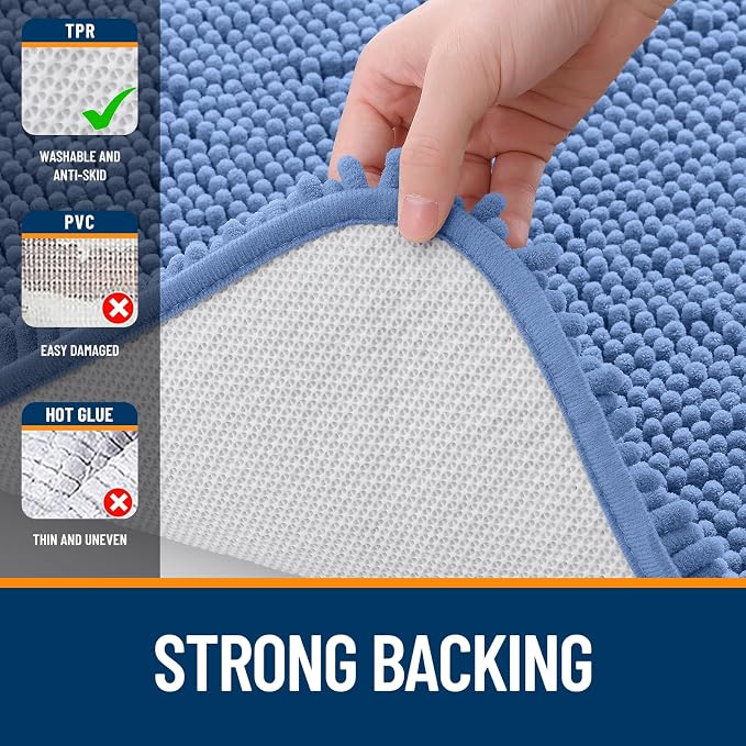 OLANLY Bathroom Rugs 30x20, Extra Soft Absorbent Chenille Bath Rugs, Rubber - Image 7