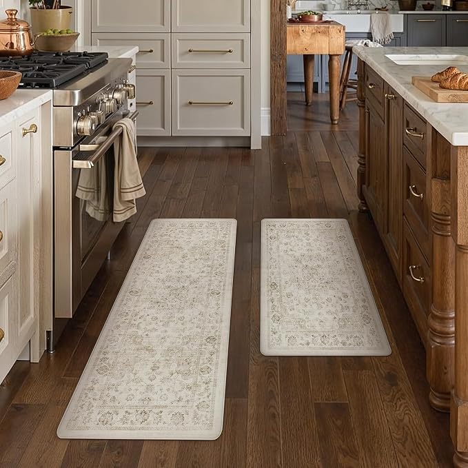 Anti Fatigue Kitchen Mats 2PCS Beige Neutral Mats - Image 7