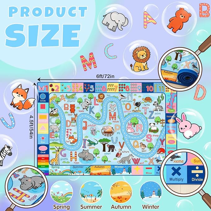 4.5x6 Feet Kids Rugs for Playroom Bedroom, Educational ABC Alphabet Area Rug - Image 2