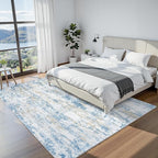 Area Rug 10x14 Living Room Rug Washable: No-Slip Abstract Soft Thin Large Blue - Image 4