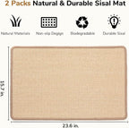 FUKUMARU 2 Packs Cat Scratching Mat, 23.6 x 15.7 Inch Natural Sisal Cat Scratch - Image 2