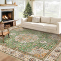 Area Rug 6x9 Washable Rug, Vintage Boho Medallion Rugs Non-Slip Soft Low Pile by VECARF