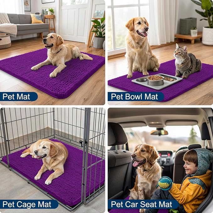 Smiry Dog Door Mat for Muddy Paws 36x24, Absorbent Dirt Trapper, Non-Slip - Image 6