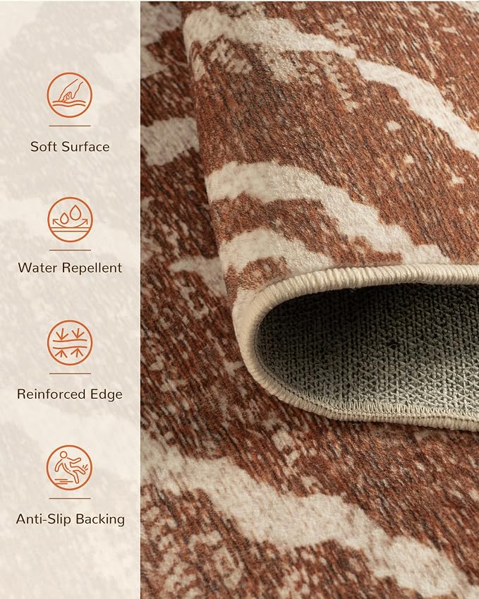 Area Rug 3x5 Rug Low Pile Print Pattern Machine Washable Non-Slip Western Rug - Image 3