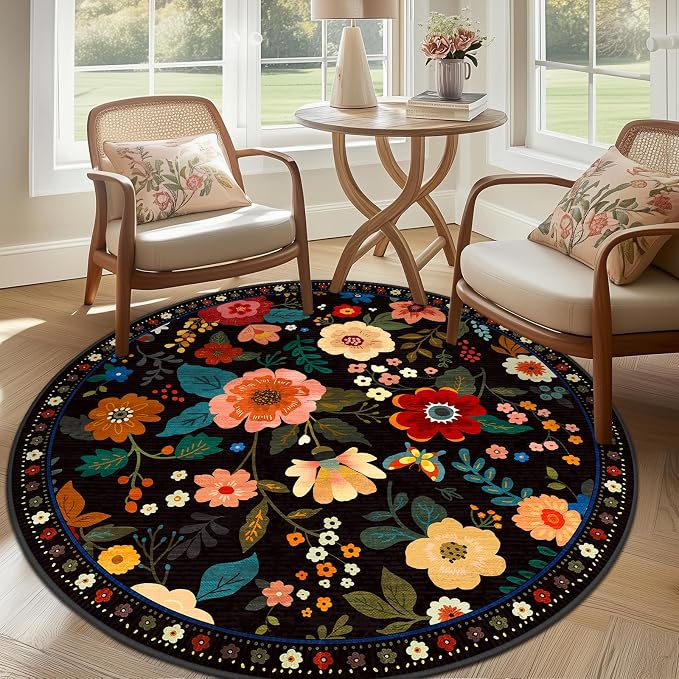 RELEANY Floral 6ft Area Rugs Washable Print Boho Cute Carpet Non Slip Flower - Image 6