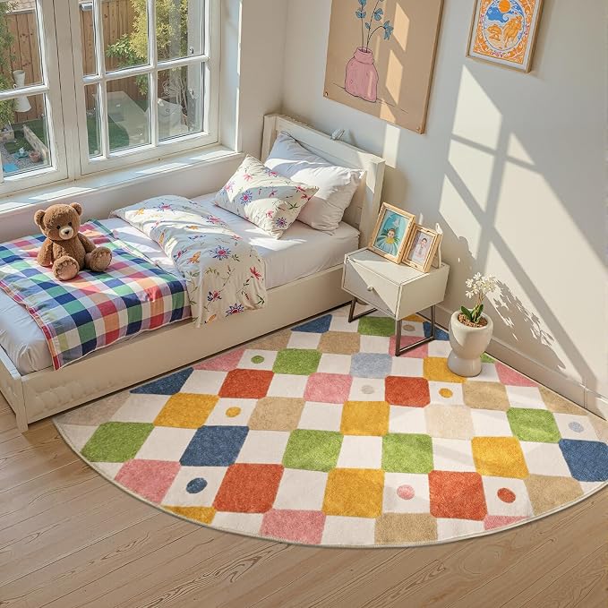 jinchan Macy Kids Rug for Nursery 6ft Radius Corner Washable Area Rug Modern - Image 9