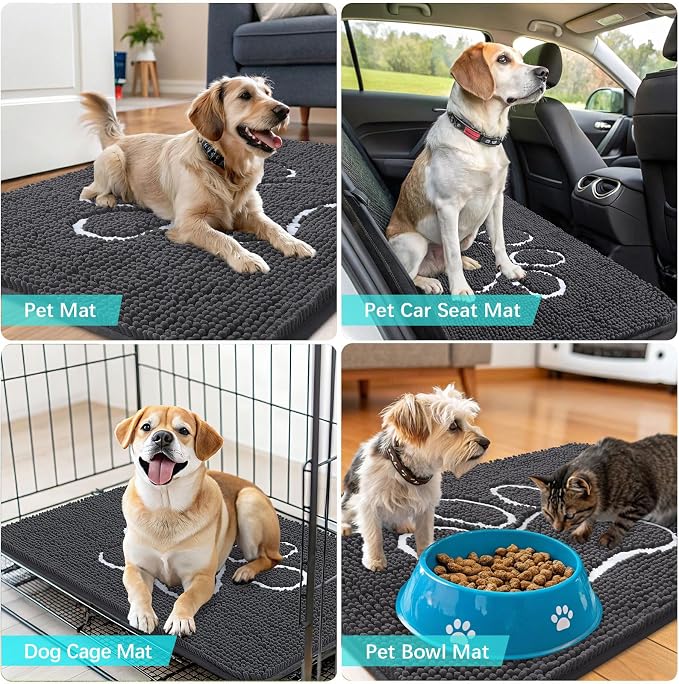 OLANLY Dog Door Mat for Muddy Paws 40x32, Paw Print Design, Absorbs Moisture - Image 7