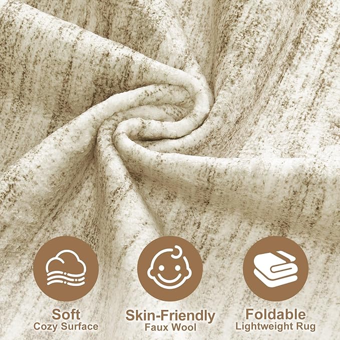 Nakagishi 9x12 Area Rugs Living Room: Washable Large Vintage Rug Neutral - Image 3