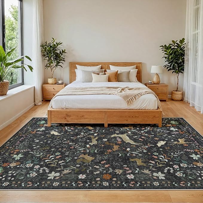 5x7 Area Rugs Washable Rug: Boho Living Room Rug Soft Non-Slip Low Pile Carpet - Image 3