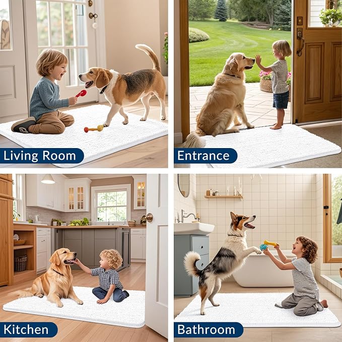Smiry Dog Door Mat for Muddy Paws 59x24, Absorbent Dirt Trapper, Non-Slip - Image 7