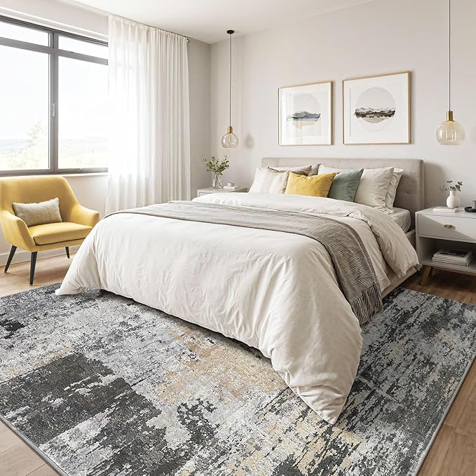 6x8 Area Rug Living Room: Washable Large Abstract Modern Soft Rug Stain - Image 4