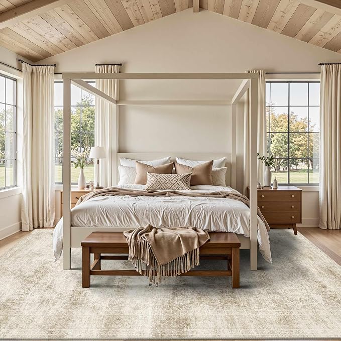 Latte&Fog 8x10 Area Rugs for Living Room, Large Vintage Beige Washable Rug - Image 2