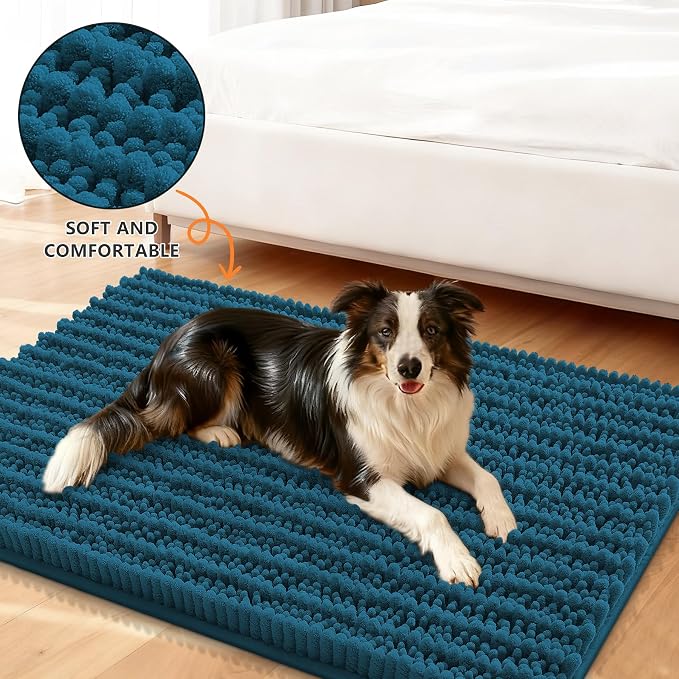 Smiry Dog Door Mat for Muddy Paws 40x32, Absorbent Dirt Trapper, Non-Slip - Image 2