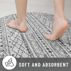 KUTA Boho Round Washable Rugs 5Ft Grey Moroccan Circle Area Rug Non-Slip Soft - Image 7