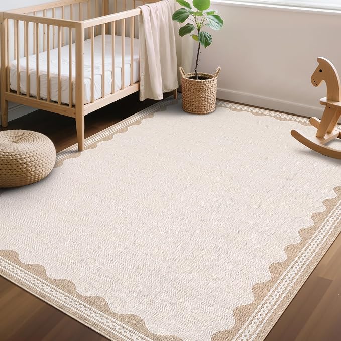 GarveeHome Scalloped 4x6 Rug Non-Slip Washable Low-Pile Carpet - Image 3