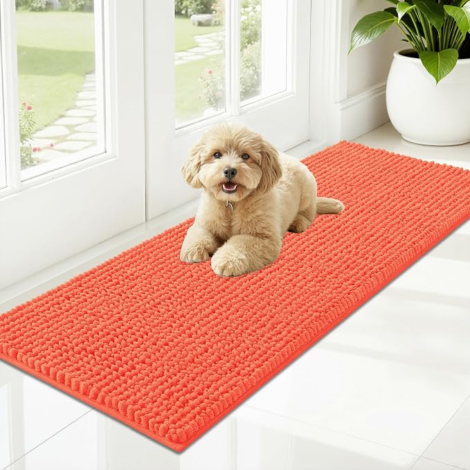 OLANLY Dog Door Mat for Muddy Paws 47x17, Ultra Absorbent Chenille Mud Doormat by OLANLY