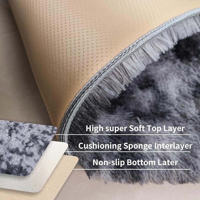 Grey Fluffy 8x10 Large Area Rugs - Image 2