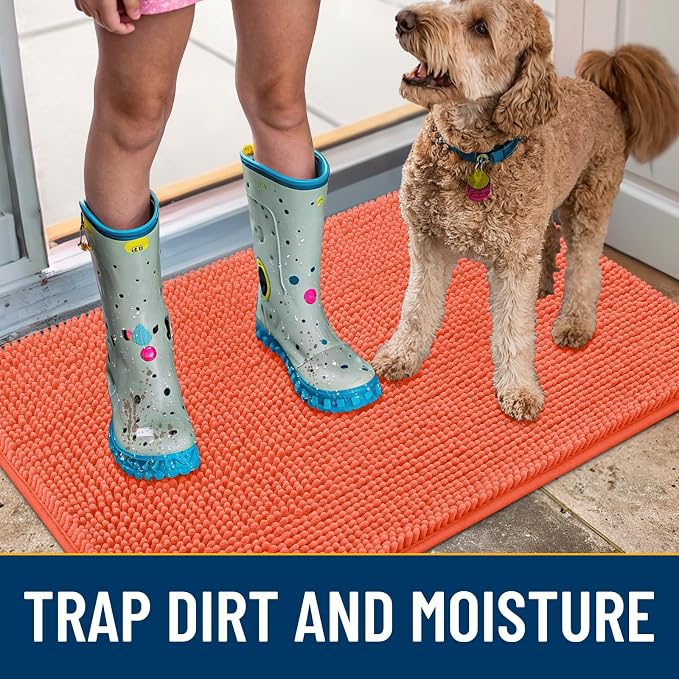 Smiry Dog Door Mat for Muddy Paws 30x20, Absorbent Dirt Trapper, Non-Slip - Image 3