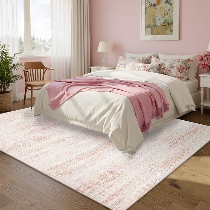 Latte&Fog 5x7 Washable Pink Rug - Image 3