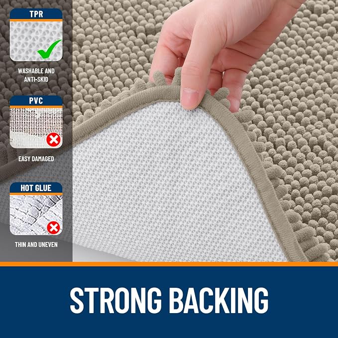 OLANLY Small Bathroom Rugs 24x16, Extra Soft Absorbent Chenille Bath Rugs - Image 6
