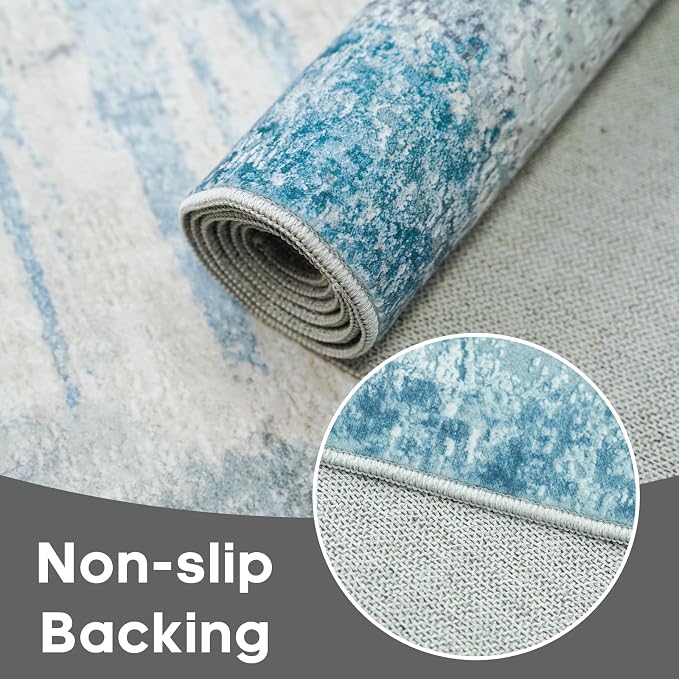 8 Foot Runner Rug: Washable Non-Slip Abstract Carpet - Image 4
