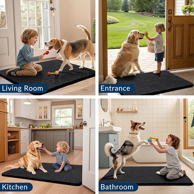 Smiry Dog Door Mat for Muddy Paws 47x20, Absorbent Dirt Trapper, Non-Slip - Image 7