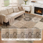 UERMEI 9x12 Area Rug for Living Room, Washable Brown Modern Geometric Patchwork - Image 8